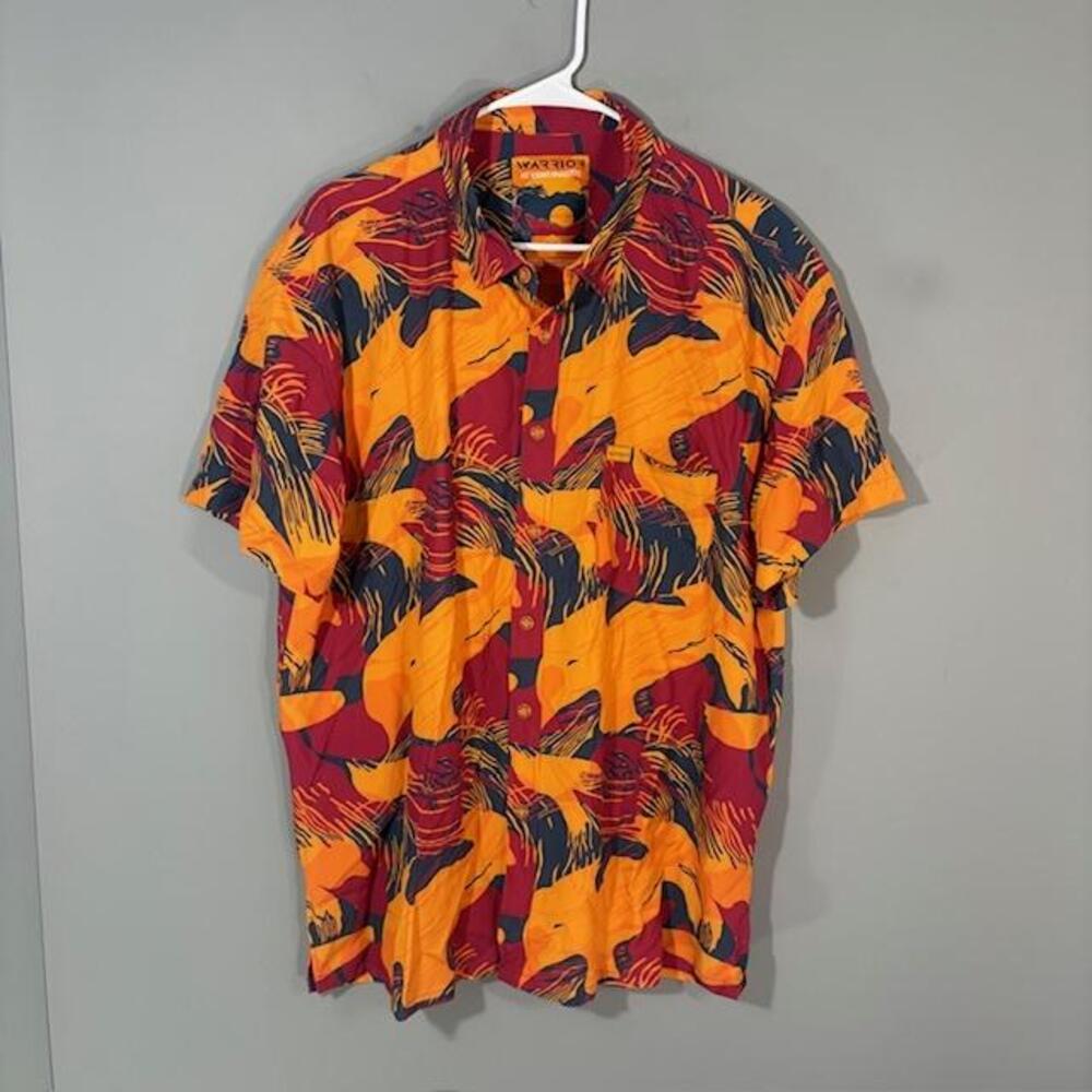 Warrior Hot Summer Brushstroke Shirt Mens 2XL Hawaiian Short Sleeve Button Up
